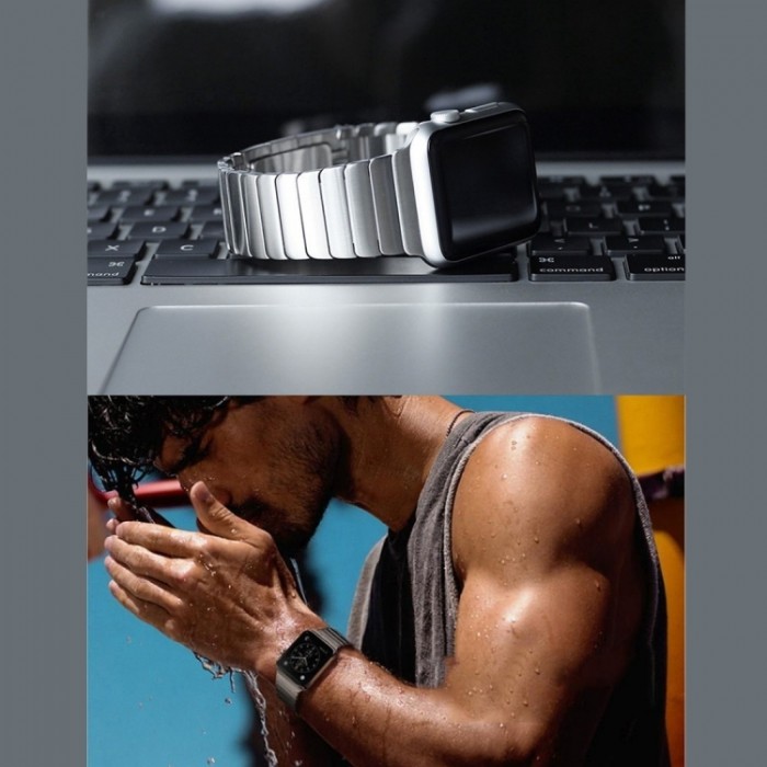 Браслет блочный из нержавеющей стали для Apple Watch 42/44 мм, серебристый цвет