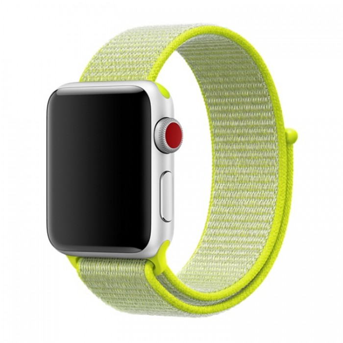 Ремешок из нейлона с застёжкой-липучкой для Apple Watch 42/44 мм, светло-салатовый цвет