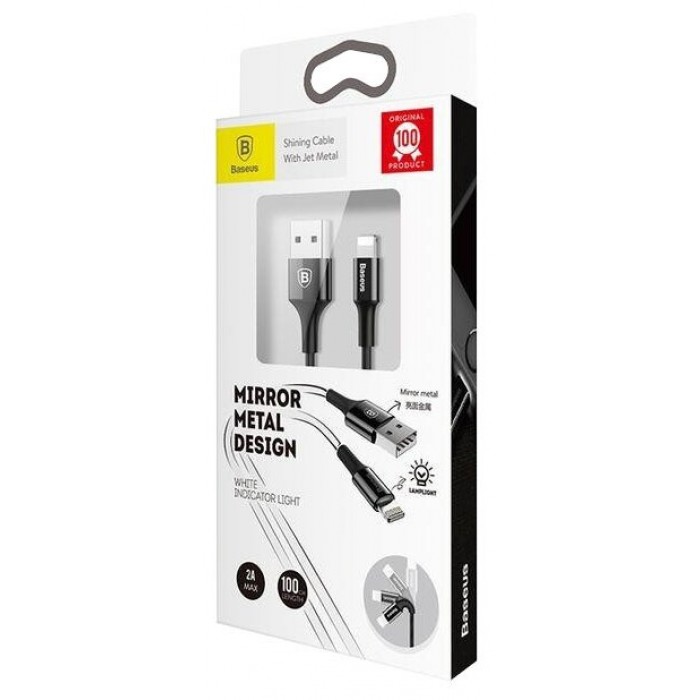 Кабель Baseus Shining Cable With Jet Metal USB - Lightning, чёрный цвет