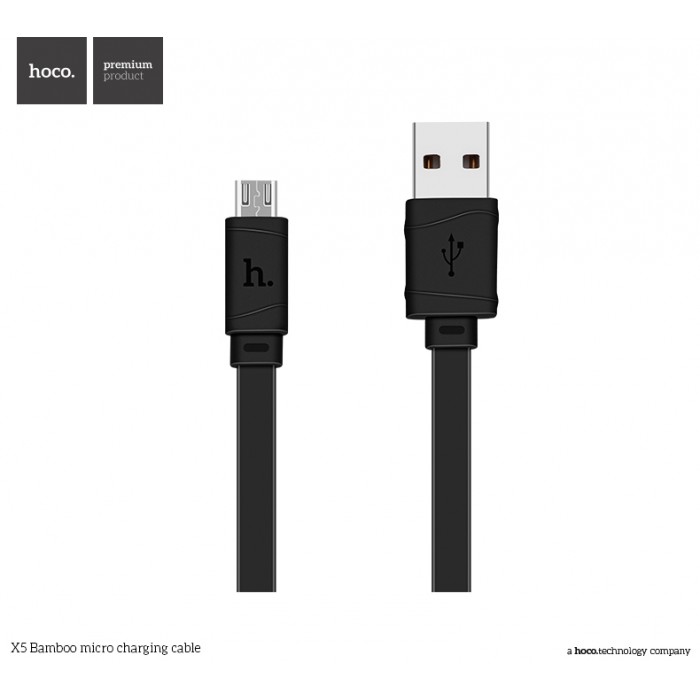 Кабель Hoco X5 USB-A/MicroUSB 2.4A (1 м), чёрный цвет