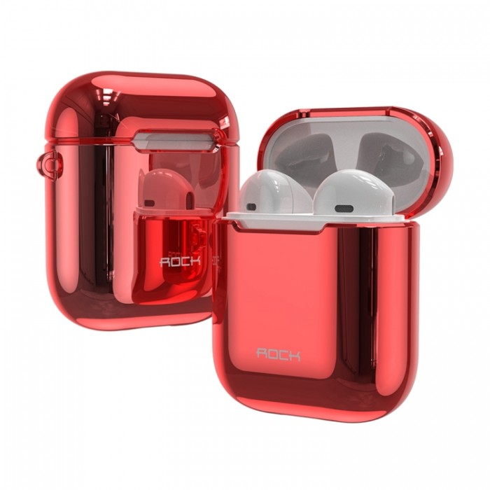 Чехол Rock Elecroplating Protective Case для AirPods 1/2, красный цвет