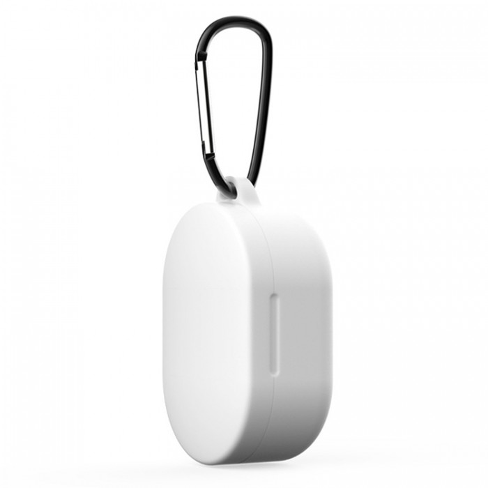 Чехол силиконовый с карабином для Redmi AirDots и Xiaomi AirDots Youth Edition, белый цвет