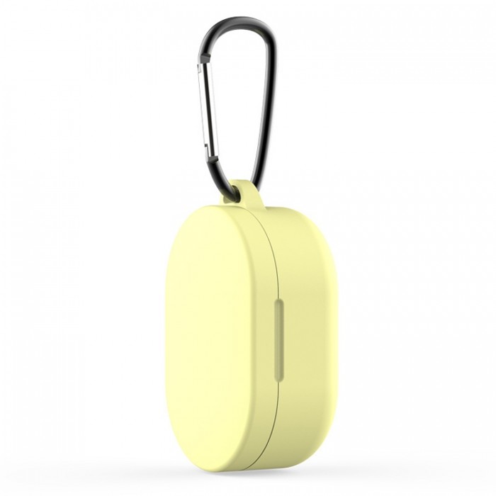 Чехол силиконовый с карабином для Redmi AirDots и Xiaomi AirDots Youth Edition, жёлтый цвет