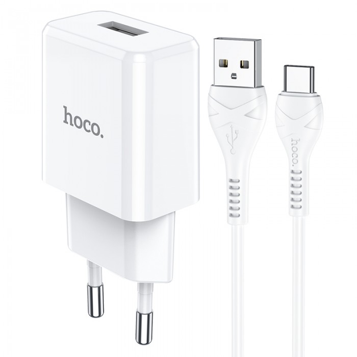 Сетевое зарядное устройство с кабелем USB-A/USB-C Hoco N9 USB-A 2.1A