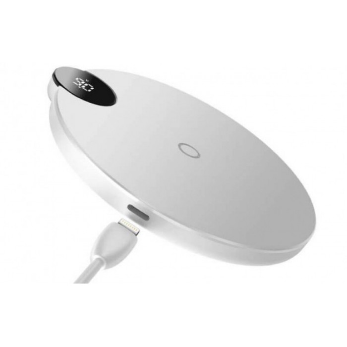 Беспроводная сетевая зарядка Baseus Digital LED Display Wireless Charger, белый цвет