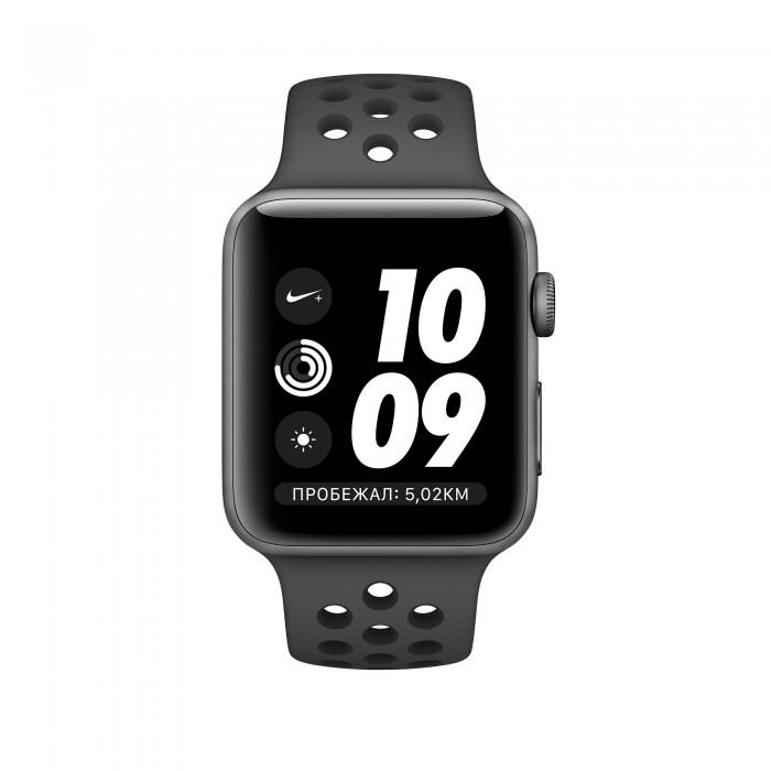 Apple Watch Nike+ Series 3 GPS, 42 мм, алюминий цвета «серый космос», спортивный ремешок Nike «антрацитовый/чёрный»
