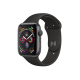 Apple Watch Series 4, 44 мм, корпус из алюминия цвета «серый космос», спортивный ремешок чёрного цвета