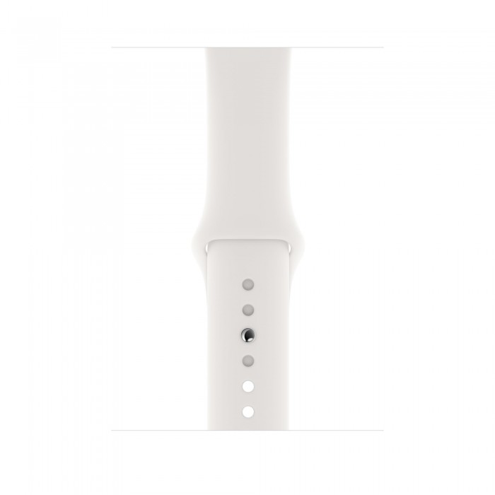 Apple Watch Series 4, 44 мм, корпус из алюминия серебристого цвета, спортивный ремешок белого цвета