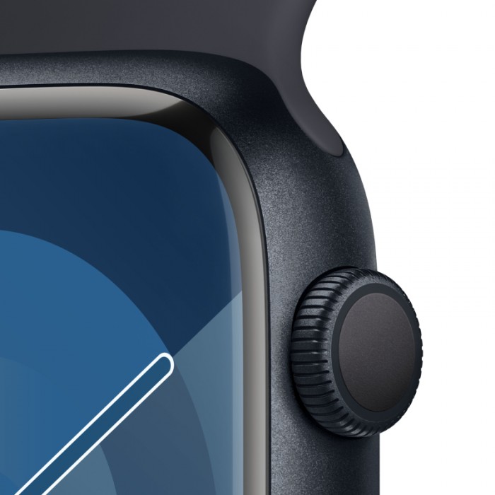 Apple Watch Series 9 GPS, 41 мм, корпус из алюминия цвета «тёмная ночь», спортивный ремешок цвета «тёмная ночь»