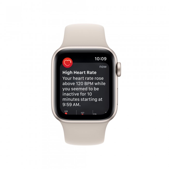 Apple Watch SE (2022), 40 мм, корпус из алюминия цвета «сияющая звезда», спортивный ремешок цвета «сияющая звезда»