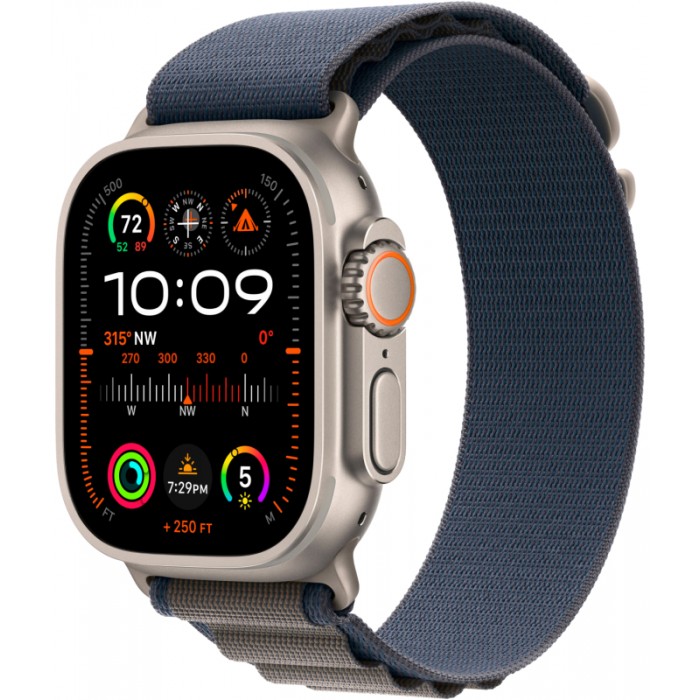 Apple Watch Ultra 2, GPS + Cellular, титановый корпус 49 мм, ремешок Alpine синего цвета