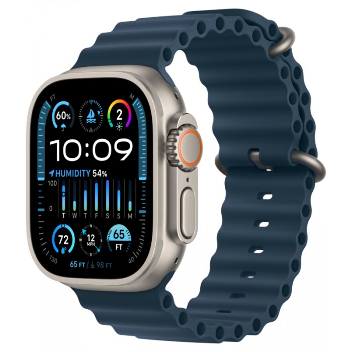 Apple Watch Ultra 2, GPS + Cellular, титановый корпус 49 мм, ремешок Ocean синего цвета