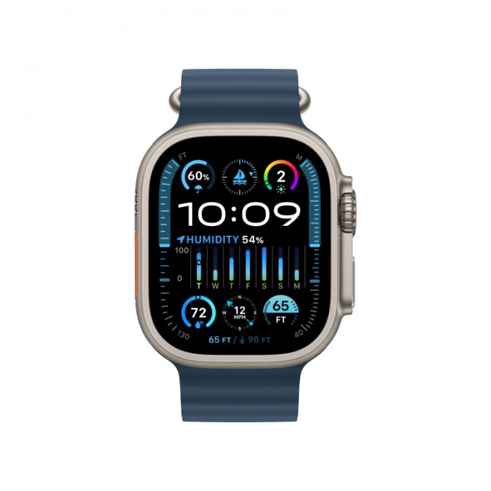Apple Watch Ultra 2, GPS + Cellular, титановый корпус 49 мм, ремешок Ocean синего цвета