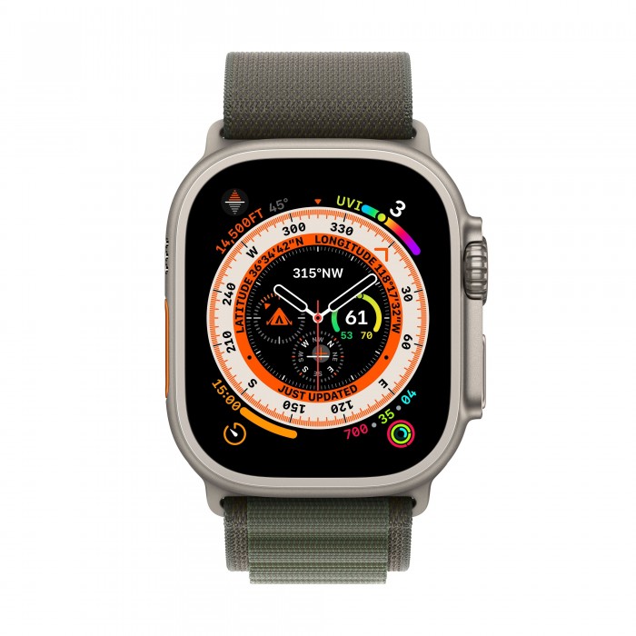 Apple Watch Ultra, GPS + Cellular, 49 мм, корпус из титана, ремешок Alpine зелёного цвета